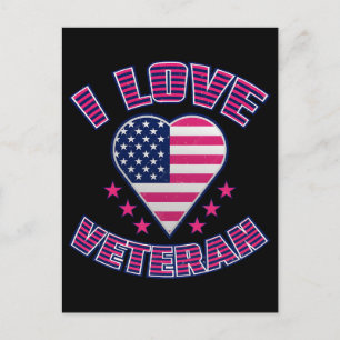 Postal Festiva Camiseta Patriótica de Veteranos que Ama el Honor 