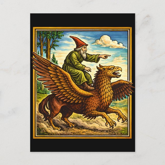 Postal Festiva Camiseta Retro Medieval Fantasía de Jinete de Cara (Anverso)