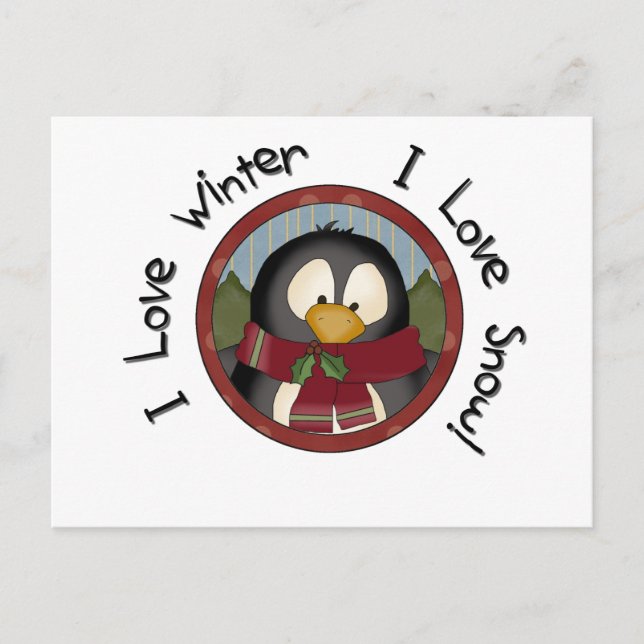 Postal Festiva Camisetas y regalos de invierno pingüino (Anverso)