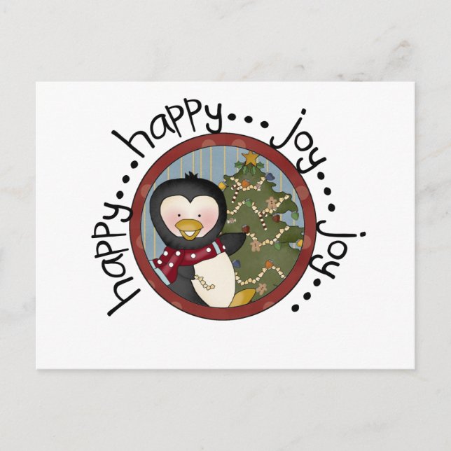 Postal Festiva Camisetas y regalos de Penguin Holiday (Anverso)