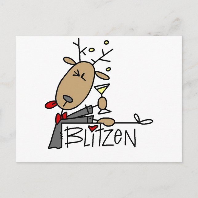 Postal Festiva Camisetas y regalos de renos de Blitzen (Anverso)