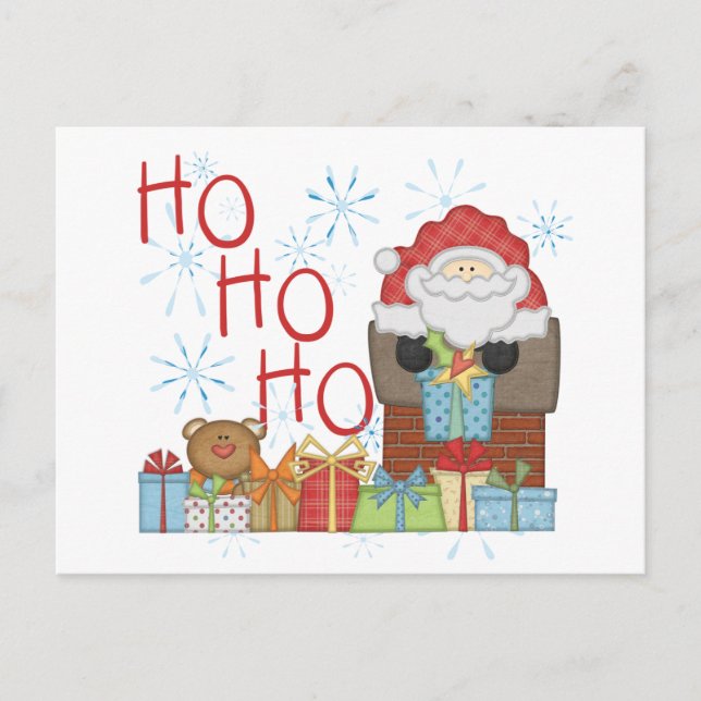 Postal Festiva Camisetas y regalos de Santa Ho Ho Ho (Anverso)