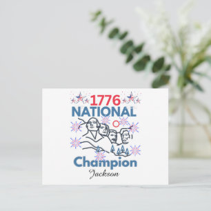 Postal Festiva Campeones Nacionales 1776 Funny Patriótico 4 de Ju