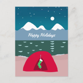 Postal Festiva Camper de Tiendas Rojas a los Navidades