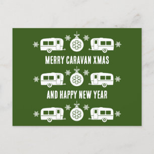 Postal Festiva Camping de caravanas felices Navidades