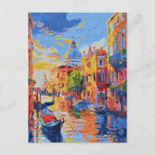 Postal Festiva Canal veneciano al atardecer 