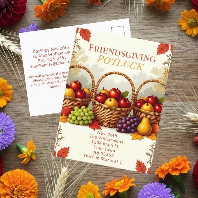 Postal Festiva Canastas rusticas de manzanas Amigas de la Potluck (Subido por el creador)