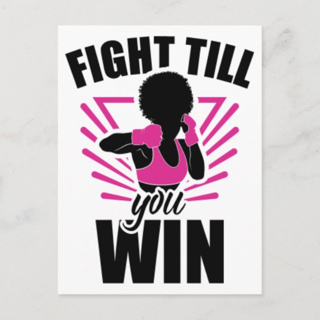 Postal Festiva Cáncer de mama mujer negra guerrera melanina sobre (Anverso)
