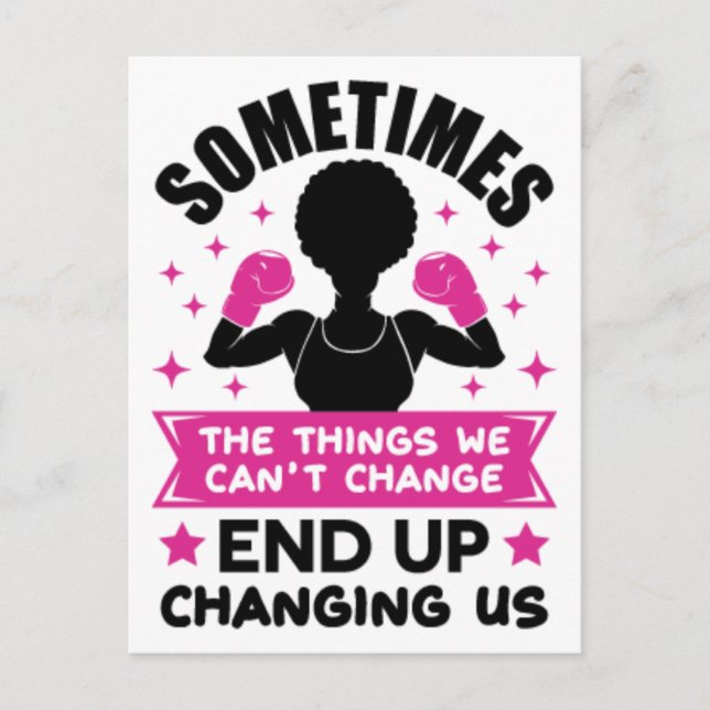 Postal Festiva Cáncer de mama mujer negra guerrera melanina sobre (Anverso)