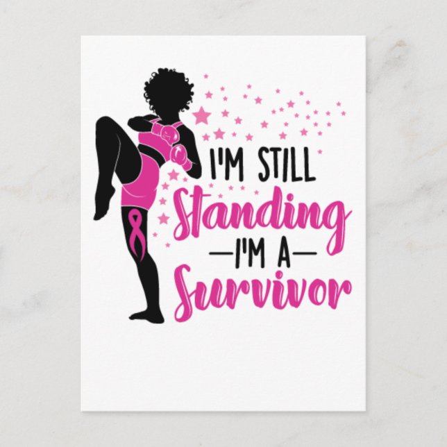 Postal Festiva Cáncer de mama mujer negra guerrera melanina sobre (Anverso)