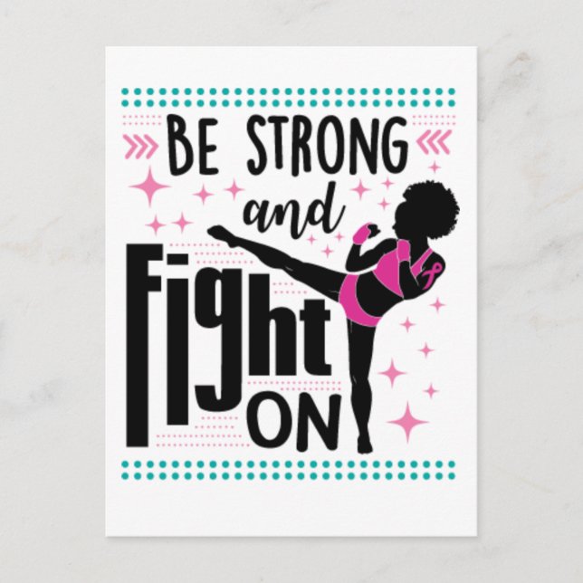 Postal Festiva Cáncer de mama mujer negra guerrera melanina sobre (Anverso)