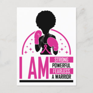 Postal Festiva Cáncer de mama mujer negra guerrera melanina sobre
