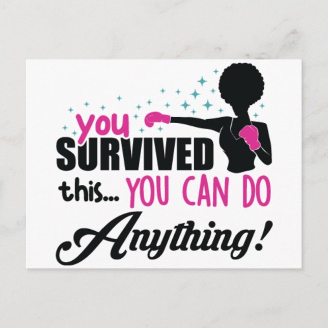 Postal Festiva Cáncer de mama mujer negra guerrera melanina sobre (Anverso)