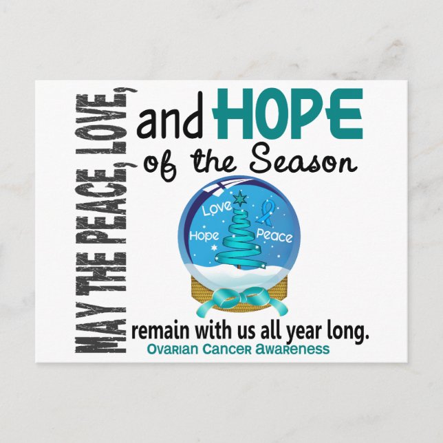 Postal Festiva Cáncer ovárico del globo 1 de la nieve del día de (Anverso)