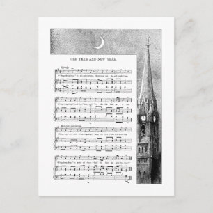 Postal Festiva Canción de Año Nuevo Steeple and Moon