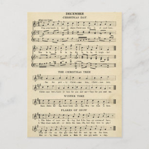 Postal Festiva Canciones inusuales de hojas de música navideñas v