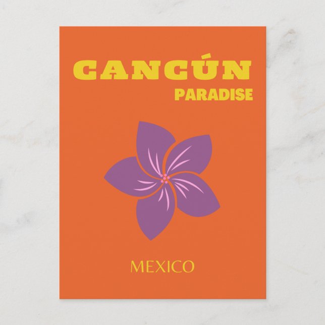 Postal Festiva Cancún, México, arte de viajes, arte tropical, Nar (Anverso)