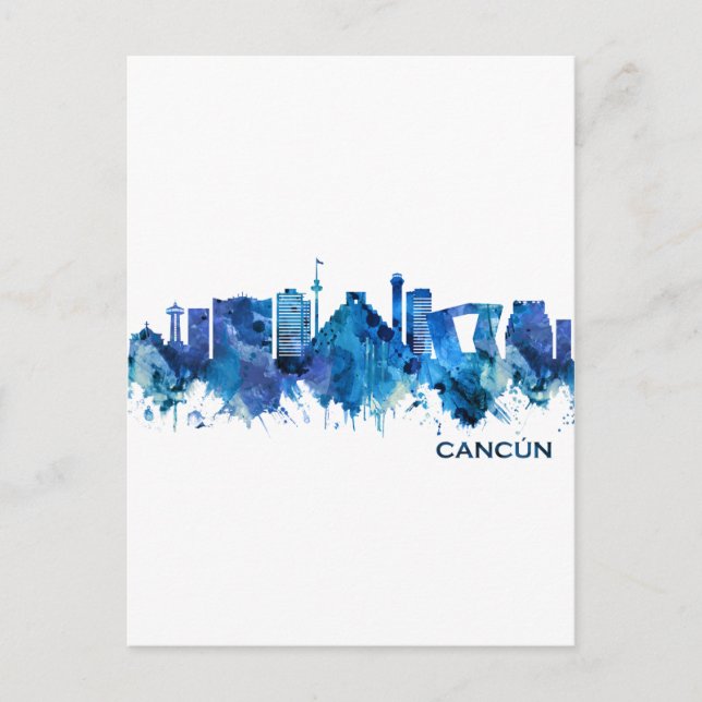 Postal Festiva Cancun Mexico Skyline Blue (Anverso)
