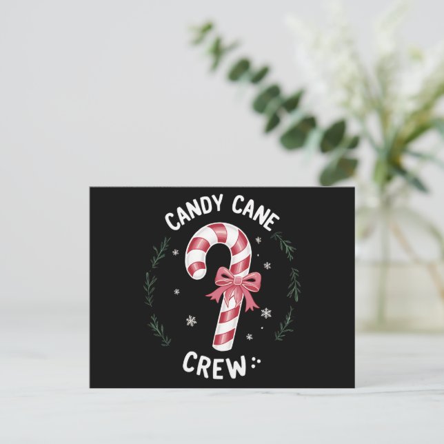 Postal Festiva Candy Cane Crew Funny Navidades Candy Lover Xmas (Anverso de pie)