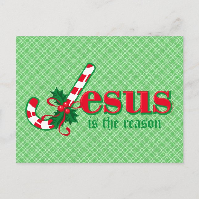 Postal Festiva Candy Cane Jesus Postcard (Anverso)