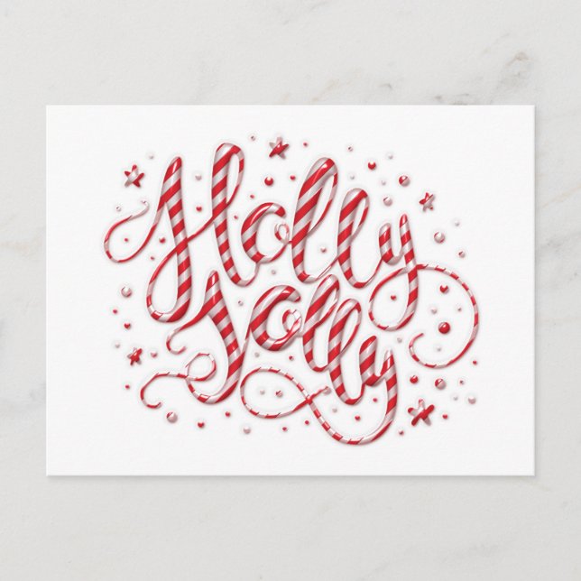 Postal Festiva Candy Cane Striped Holly Jolly | (Anverso)