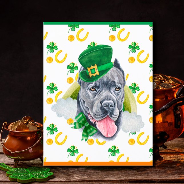Postal Festiva Cane Corso Dog Shamrock St Patricks Day (Subido por el creador)