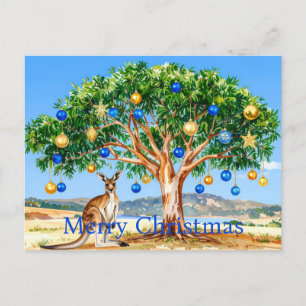Postal Festiva Canguro bajo gumtree con Navidades baubles