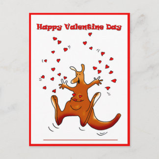 Postal Festiva Canguro feliz del día de San Valentín con los
