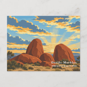 Postal Festiva Canicas del Diablo Australia Viaje Vintage