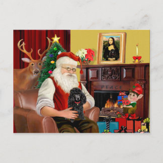 Postal Festiva Caniche de Santa (negro)