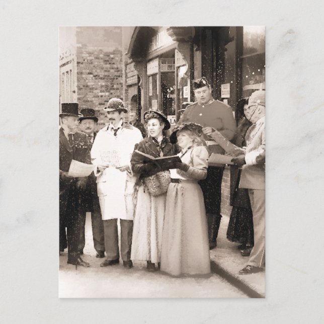 POSTAL FESTIVA CANTANTES DE CAROL NAVIDADES VICTORIANOS (Anverso)