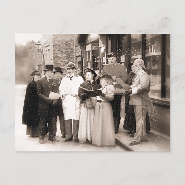 POSTAL FESTIVA CANTANTES DE CAROL NAVIDADES VICTORIANOS (Anverso)