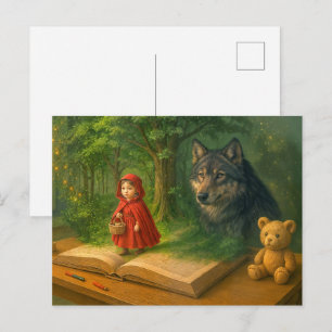 Postal Festiva Caperucita Roja en habitación mágica de niños