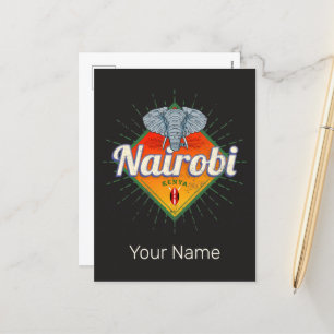 Postal Festiva Capital de Nairobi Kenia Elephant Vintage Africa