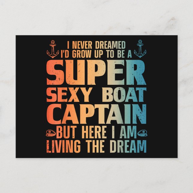 Postal Festiva Capitán De Barco Guay Para Hombres Mujeres Navegan (Anverso)