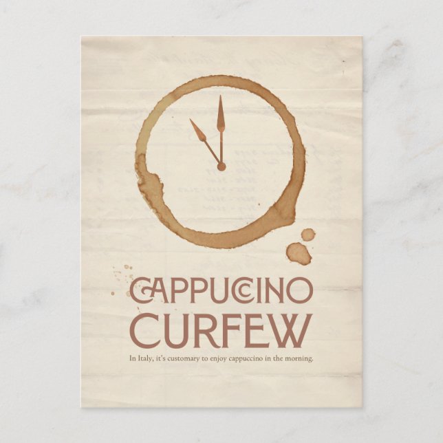 Postal Festiva Cappuccino Curfew – 11AM Coffee Postcard (Anverso)
