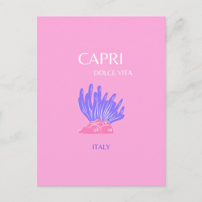 Postal Festiva Capri, Italia, Preppy, Rosa (Anverso)