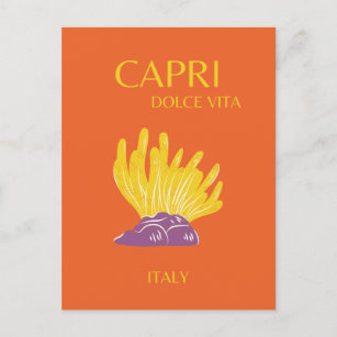 Postal Festiva Capri, Italia, Viajes, Preppy, Naranja