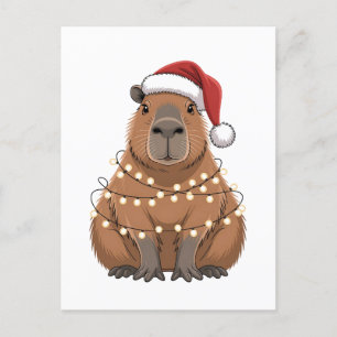 Postal Festiva Capybara Xmas coincidiendo Divertido Santa