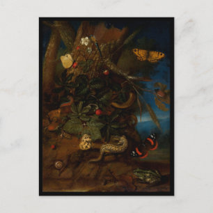 Postal Festiva Caracoles de Goblincore de época, serpientes, Worm