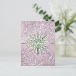 Postal Festiva Caramelo de copo de nieve azul elegante vintage de