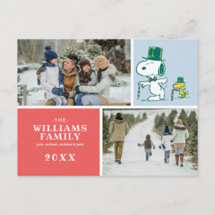 Postal Festiva Caramelo de menta con sombrero de Snoopy