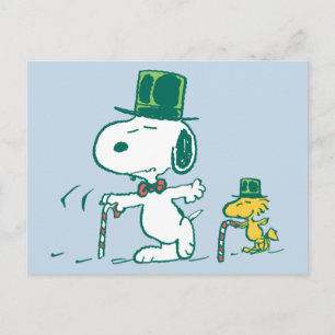 Postal Festiva Caramelo de menta con sombrero de Snoopy