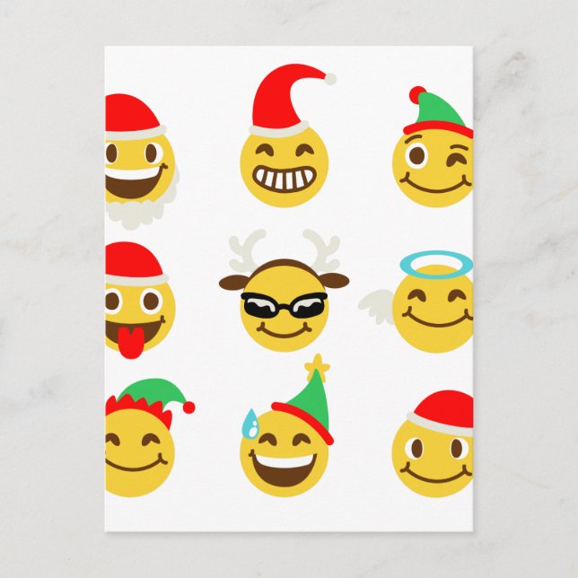 Postal Festiva caras felices de emoji navideña (Anverso)