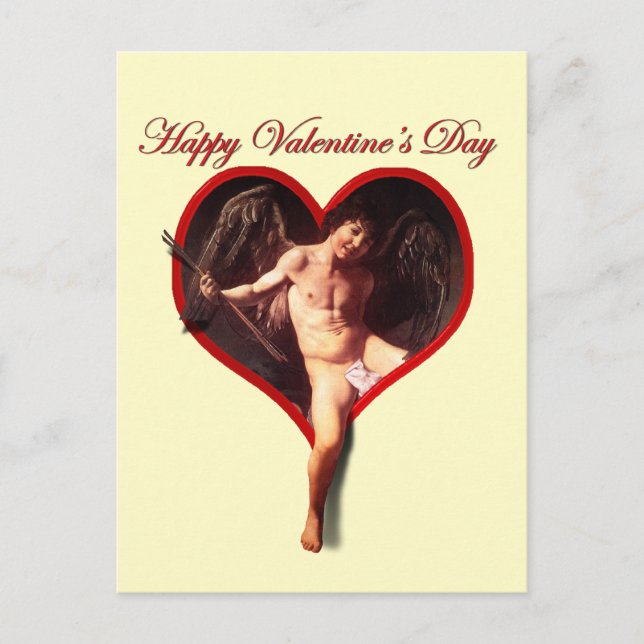 Postal Festiva Caravaggio Cupid El día de San Valentín (Anverso)