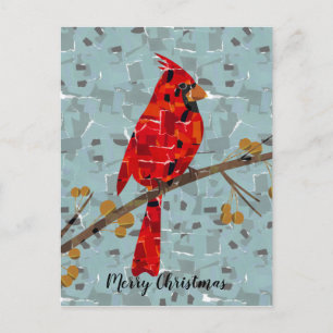 Postal Festiva Cardenal Rojo, el pájaro de los Navidades