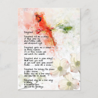 Postal Festiva Cardinal - Songbird Poetry Love Nature