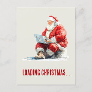 Postal Festiva Cargando Navidades Funny Santa Design