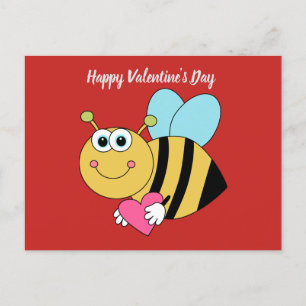 Postal Festiva Cariño Feliz Día de San Valentín Abeja