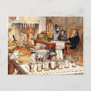 Postal Festiva Carl Larsson: Detalle de la Noche de los Navidades
